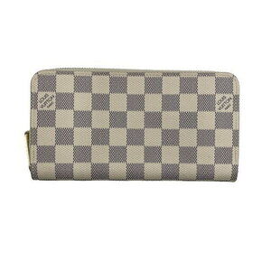 Louis Vuitton round long wallet canvas Damier Azur Ivory White Wallet